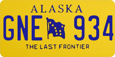 AK license plate GNE934