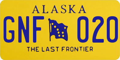 AK license plate GNF020