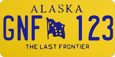 AK license plate GNF123