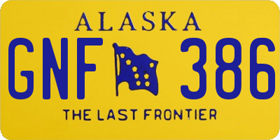 AK license plate GNF386