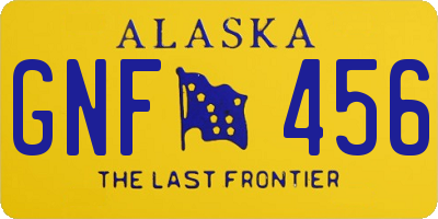 AK license plate GNF456