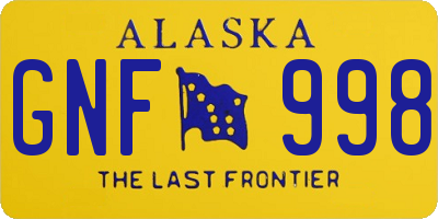 AK license plate GNF998
