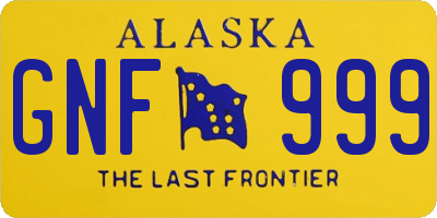 AK license plate GNF999