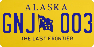AK license plate GNJ003