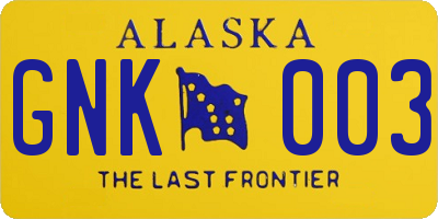 AK license plate GNK003