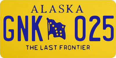 AK license plate GNK025