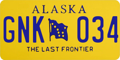 AK license plate GNK034