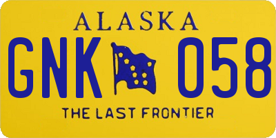 AK license plate GNK058