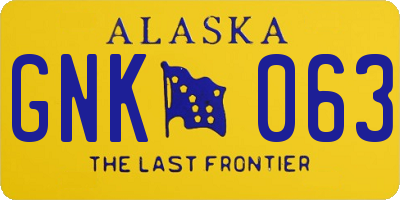 AK license plate GNK063