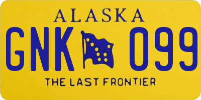 AK license plate GNK099