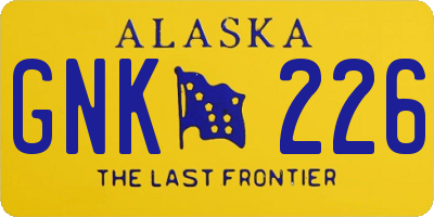 AK license plate GNK226