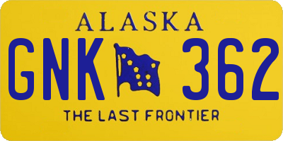 AK license plate GNK362