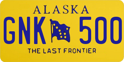 AK license plate GNK500