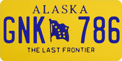 AK license plate GNK786