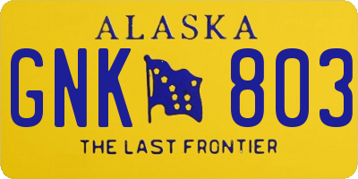 AK license plate GNK803