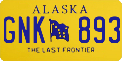 AK license plate GNK893