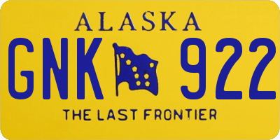 AK license plate GNK922