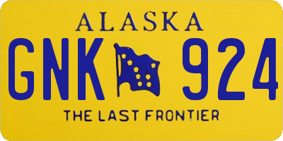 AK license plate GNK924