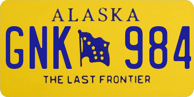 AK license plate GNK984