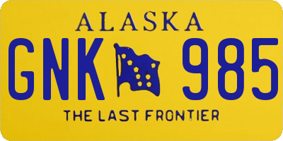 AK license plate GNK985