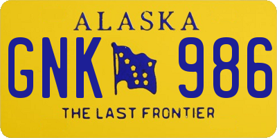 AK license plate GNK986