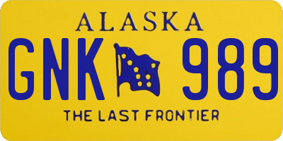 AK license plate GNK989