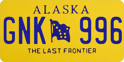 AK license plate GNK996