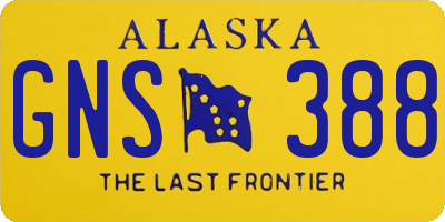 AK license plate GNS388