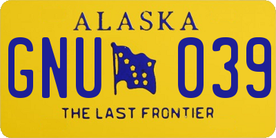 AK license plate GNU039