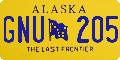 AK license plate GNU205