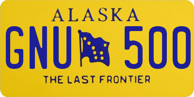 AK license plate GNU500