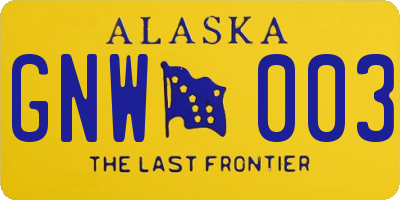 AK license plate GNW003