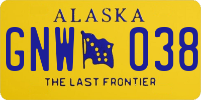 AK license plate GNW038