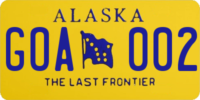 AK license plate GOA002