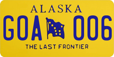 AK license plate GOA006