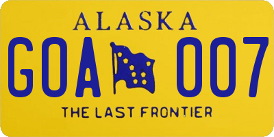 AK license plate GOA007