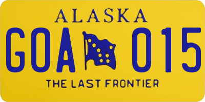 AK license plate GOA015