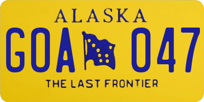 AK license plate GOA047