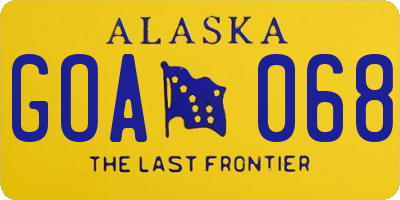 AK license plate GOA068