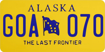 AK license plate GOA070