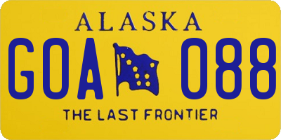 AK license plate GOA088