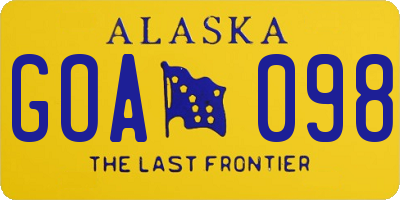 AK license plate GOA098