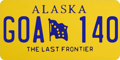 AK license plate GOA140