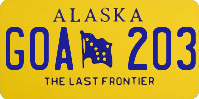 AK license plate GOA203