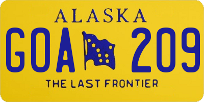 AK license plate GOA209