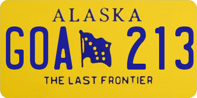 AK license plate GOA213