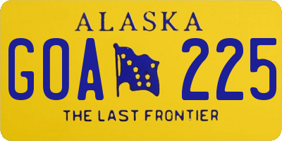 AK license plate GOA225