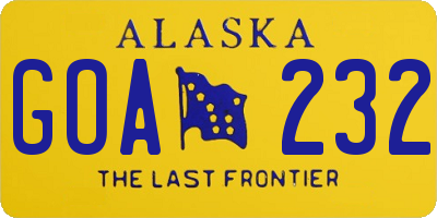 AK license plate GOA232