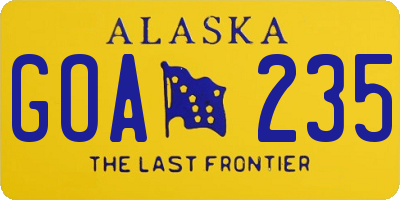 AK license plate GOA235