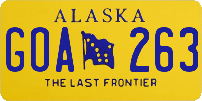 AK license plate GOA263